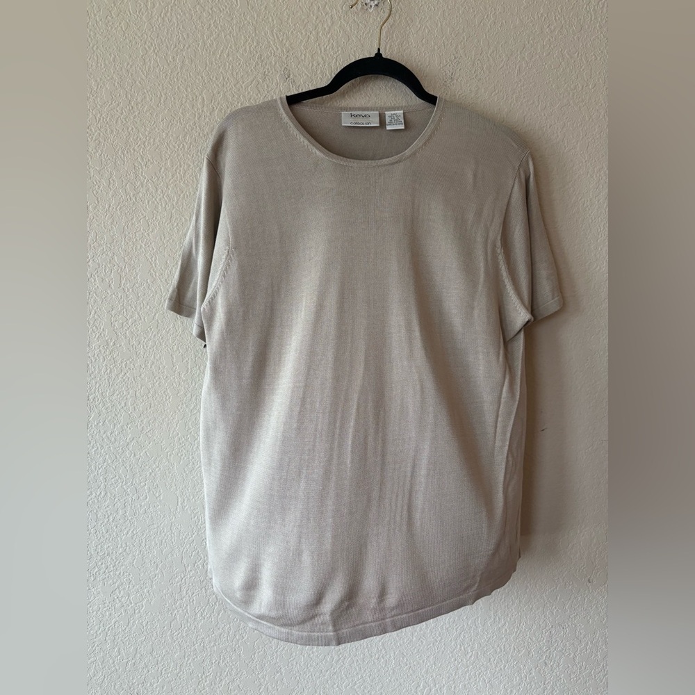 Kevo Collection 100% Silk Tee Short Sleeve Sweater XL